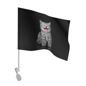 Флаг для автомобиля с принтом Весёлый котик в Кировске, 100% полиэстер | Размер: 30*21 см | кот | кошка | прикол