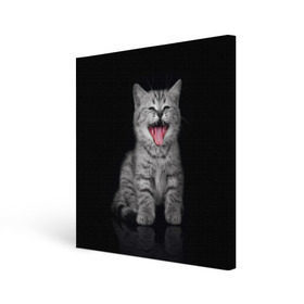 Холст квадратный с принтом Весёлый котик в Кировске, 100% ПВХ |  | кот | кошка | прикол