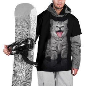 Накидка на куртку 3D с принтом Весёлый котик в Кировске, 100% полиэстер |  | кот | кошка | прикол