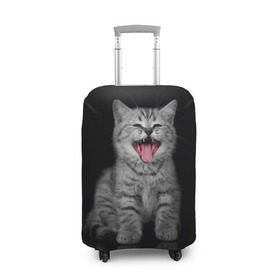 Чехол для чемодана 3D с принтом Весёлый котик в Кировске, 86% полиэфир, 14% спандекс | двустороннее нанесение принта, прорези для ручек и колес | кот | кошка | прикол