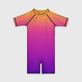 Детский купальный костюм 3D с принтом Чёткий градиент в Кировске, Полиэстер 85%, Спандекс 15% | застежка на молнии на спине | Тематика изображения на принте: cs:go | градиент | диджей | желтый | музыка | розовый | синий | фиолетовый | чёткий