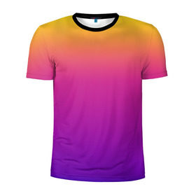 Мужская футболка 3D спортивная с принтом Чёткий градиент в Кировске, 100% полиэстер с улучшенными характеристиками | приталенный силуэт, круглая горловина, широкие плечи, сужается к линии бедра | cs:go | градиент | диджей | желтый | музыка | розовый | синий | фиолетовый | чёткий