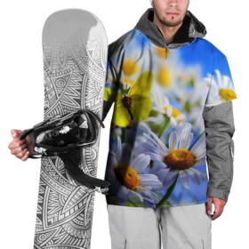 Накидка на куртку 3D с принтом Ромашки и бабочка в Кировске, 100% полиэстер |  | бабочки | лето | природа | ромашки | цветы