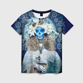 Женская футболка 3D с принтом День мертвецов в Кировске, 100% полиэфир ( синтетическое хлопкоподобное полотно) | прямой крой, круглый вырез горловины, длина до линии бедер | 