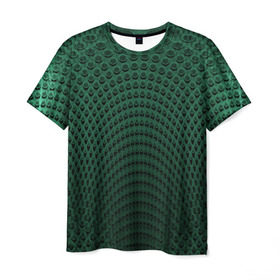 Мужская футболка 3D с принтом Парящие кружки в Кировске, 100% полиэфир | прямой крой, круглый вырез горловины, длина до линии бедер | абстракция | зеленый | круги | объем | стиль | тень