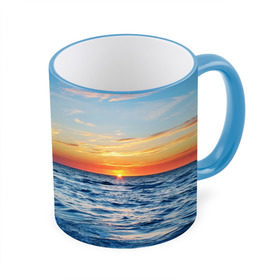 Кружка 3D с принтом Море на закате в Кировске, керамика | ёмкость 330 мл | Тематика изображения на принте: волны | закат | море | небо | облака | пейзаж | пляж