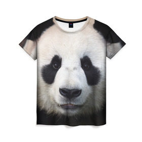 Женская футболка 3D с принтом Милая панда в Кировске, 100% полиэфир ( синтетическое хлопкоподобное полотно) | прямой крой, круглый вырез горловины, длина до линии бедер | animal | hunny | panda | животные | классная | милая | милота | панда | фото | хорошая