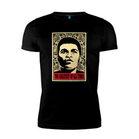 Мужская футболка премиум с принтом Muhammad Ali в Кировске, 92% хлопок, 8% лайкра | приталенный силуэт, круглый вырез ворота, длина до линии бедра, короткий рукав | 