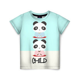 Детская футболка 3D с принтом Family Look в Кировске, 100% гипоаллергенный полиэфир | прямой крой, круглый вырез горловины, длина до линии бедер, чуть спущенное плечо, ткань немного тянется | family look | для семьи | панда | семейные