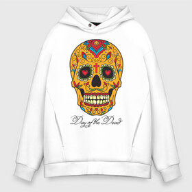 Мужское худи Oversize хлопок с принтом Мексиканский череп в Кировске, френч-терри — 70% хлопок, 30% полиэстер. Мягкий теплый начес внутри —100% хлопок | боковые карманы, эластичные манжеты и нижняя кромка, капюшон на магнитной кнопке | color | day of the dead | dead | death | halloween | holiday | mexican skull | mexico | ornament | pattern | день мертвых | мексика | мексиканский череп | мертвецов | орнамент | праздник | узоры | хэллоуин | цветы