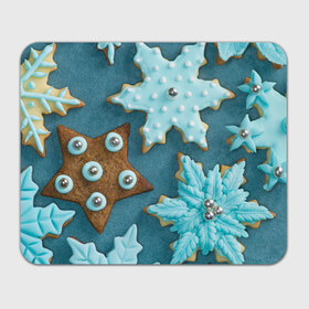 Коврик прямоугольный с принтом Новогоднее печенье в Кировске, натуральный каучук | размер 230 х 185 мм; запечатка лицевой стороны | Тематика изображения на принте: зима | новый год | печенье | сладости | снег