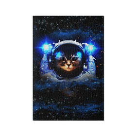 Обложка для паспорта матовая кожа с принтом Кот космонавт в Кировске, натуральная матовая кожа | размер 19,3 х 13,7 см; прозрачные пластиковые крепления | звёздное небо | космос | кот | кошка | прикольные картинки
