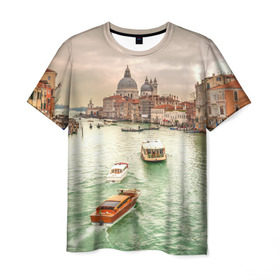 Мужская футболка 3D с принтом Венеция в Кировске, 100% полиэфир | прямой крой, круглый вырез горловины, длина до линии бедер | 