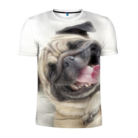 Мужская футболка 3D спортивная с принтом Смешная собачка в Кировске, 100% полиэстер с улучшенными характеристиками | приталенный силуэт, круглая горловина, широкие плечи, сужается к линии бедра | прикол | смешная | смешно | собака | язык