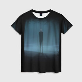 Женская футболка 3D с принтом Слендермен Slender man в Кировске, 100% полиэфир ( синтетическое хлопкоподобное полотно) | прямой крой, круглый вырез горловины, длина до линии бедер | man | slender | slender man | крипота | слендер | тонкий | тонкий человек | человек