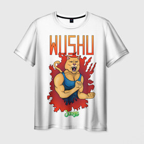 Мужская футболка 3D с принтом WUSHU jungle в Кировске, 100% полиэфир | прямой крой, круглый вырез горловины, длина до линии бедер | арт | боевые искусства | животные | красный | пума | рисунки | синий | спорт | ушу | шрифт