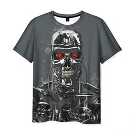 Мужская футболка 3D с принтом Терминатор 2 в Кировске, 100% полиэфир | прямой крой, круглый вырез горловины, длина до линии бедер | terminator | арнольд шварценнегер | боевик | робот
