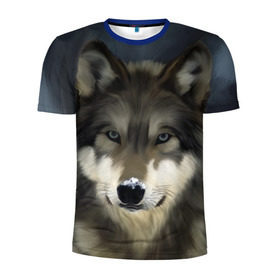 Мужская футболка 3D спортивная с принтом Картина волк в Кировске, 100% полиэстер с улучшенными характеристиками | приталенный силуэт, круглая горловина, широкие плечи, сужается к линии бедра | волк | животные | собака