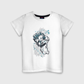 Детская футболка хлопок с принтом Игуана в Кировске, 100% хлопок | круглый вырез горловины, полуприлегающий силуэт, длина до линии бедер | хищник | ящерица