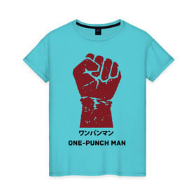 Женская футболка хлопок с принтом One-punch Man в Кировске, 100% хлопок | прямой крой, круглый вырез горловины, длина до линии бедер, слегка спущенное плечо | one punch man | saitama | ванпанчмен | сайтама
