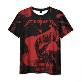 Мужская футболка 3D с принтом Kill `Em All в Кировске, 100% полиэфир | прямой крой, круглый вырез горловины, длина до линии бедер | Тематика изображения на принте: металлика