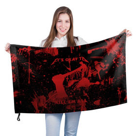 Флаг 3D с принтом Kill `Em All в Кировске, 100% полиэстер | плотность ткани — 95 г/м2, размер — 67 х 109 см. Принт наносится с одной стороны | металлика