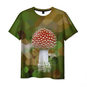 Мужская футболка 3D с принтом Мухоморчик в Кировске, 100% полиэфир | прямой крой, круглый вырез горловины, длина до линии бедер | Тематика изображения на принте: гриб | камуфляж | лес | мухомор | поганка | яд | ядовитый