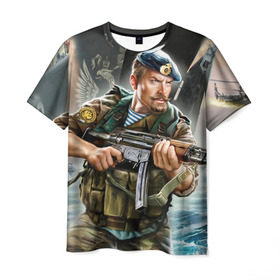 Мужская футболка 3D с принтом ВДВ в Кировске, 100% полиэфир | прямой крой, круглый вырез горловины, длина до линии бедер | Тематика изображения на принте: армия