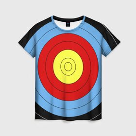Женская футболка 3D с принтом Мишень для лука в Кировске, 100% полиэфир ( синтетическое хлопкоподобное полотно) | прямой крой, круглый вырез горловины, длина до линии бедер | оружие | спорт | стрельба