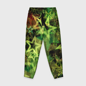 Детские брюки 3D с принтом Зеленые звезды в Кировске, 100% полиэстер | манжеты по низу, эластичный пояс регулируется шнурком, по бокам два кармана без застежек, внутренняя часть кармана из мелкой сетки | звезды | космос | небо