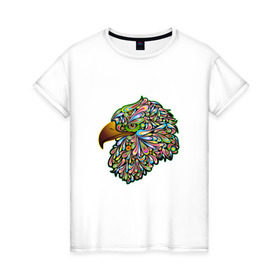 Женская футболка хлопок с принтом Радужный Орел в Кировске, 100% хлопок | прямой крой, круглый вырез горловины, длина до линии бедер, слегка спущенное плечо | красота | птица | цвета | яркие