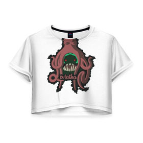 Женская футболка 3D укороченная с принтом Leviathan в Кировске, 100% полиэстер | круглая горловина, длина футболки до линии талии, рукава с отворотами | dota 2 | tidehunter | дота | тайдхантер