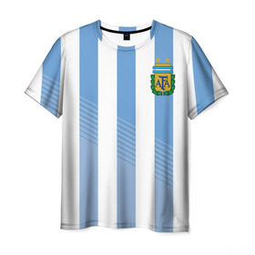 Мужская футболка 3D с принтом Сборная Аргентины по футболу в Кировске, 100% полиэфир | прямой крой, круглый вырез горловины, длина до линии бедер | argentina | аргентина