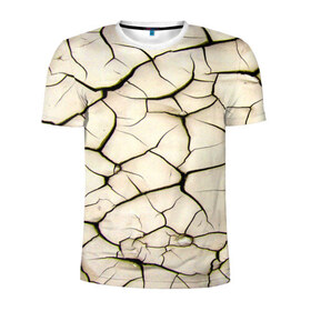 Мужская футболка 3D спортивная с принтом Dry Soil в Кировске, 100% полиэстер с улучшенными характеристиками | приталенный силуэт, круглая горловина, широкие плечи, сужается к линии бедра | Тематика изображения на принте: земля | пустыня | трещины