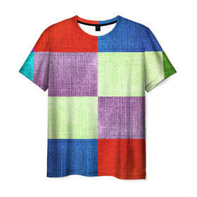 Мужская футболка 3D с принтом Лоскутное шитье в Кировске, 100% полиэфир | прямой крой, круглый вырез горловины, длина до линии бедер | полотно | разноцветный | ткань