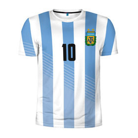 Мужская футболка 3D спортивная с принтом Месси (сборная Аргентины) в Кировске, 100% полиэстер с улучшенными характеристиками | приталенный силуэт, круглая горловина, широкие плечи, сужается к линии бедра | barcelona | lionel | messi | аргентина | барселона | кубок | лионель | мира | сборная | футбол
