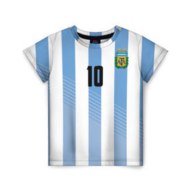 Детская футболка 3D с принтом Месси (сборная Аргентины) в Кировске, 100% гипоаллергенный полиэфир | прямой крой, круглый вырез горловины, длина до линии бедер, чуть спущенное плечо, ткань немного тянется | barcelona | lionel | messi | аргентина | барселона | кубок | лионель | мира | сборная | футбол