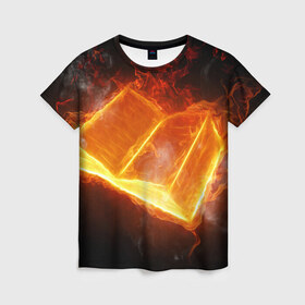 Женская футболка 3D с принтом Знания огня в Кировске, 100% полиэфир ( синтетическое хлопкоподобное полотно) | прямой крой, круглый вырез горловины, длина до линии бедер | арт | дум | иллюзия | краска | лучи | огонь | пламя | прикольные | свет | текстуры