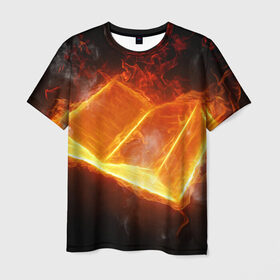 Мужская футболка 3D с принтом Знания огня в Кировске, 100% полиэфир | прямой крой, круглый вырез горловины, длина до линии бедер | арт | дум | иллюзия | краска | лучи | огонь | пламя | прикольные | свет | текстуры