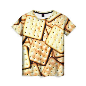Женская футболка 3D с принтом Печенье в Кировске, 100% полиэфир ( синтетическое хлопкоподобное полотно) | прямой крой, круглый вырез горловины, длина до линии бедер | еда | печенье