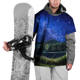 Накидка на куртку 3D с принтом Звездная ночь в Кировске, 100% полиэстер |  | галактика | горы | звезды | космос | лес | ночь | озеро | сосны | тайга