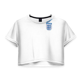 Женская футболка 3D укороченная с принтом Сборная Англия в Кировске, 100% полиэстер | круглая горловина, длина футболки до линии талии, рукава с отворотами | england | варди | футбол