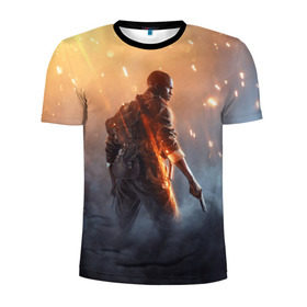 Мужская футболка 3D спортивная с принтом Battlefield в Кировске, 100% полиэстер с улучшенными характеристиками | приталенный силуэт, круглая горловина, широкие плечи, сужается к линии бедра | батла | батлфилд