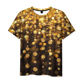 Мужская футболка 3D с принтом Золотой дождь в Кировске, 100% полиэфир | прямой крой, круглый вырез горловины, длина до линии бедер | dance | klub | золото | клуб | праздник | танцы