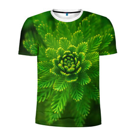 Мужская футболка 3D спортивная с принтом зеленый цветок в Кировске, 100% полиэстер с улучшенными характеристиками | приталенный силуэт, круглая горловина, широкие плечи, сужается к линии бедра | зелень | красота | лето | листья | солнце | цветок
