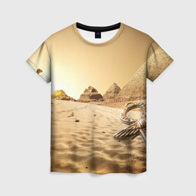 Женская футболка 3D с принтом Egypt в Кировске, 100% полиэфир ( синтетическое хлопкоподобное полотно) | прямой крой, круглый вырез горловины, длина до линии бедер | 