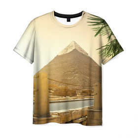 Мужская футболка 3D с принтом Egypt в Кировске, 100% полиэфир | прямой крой, круглый вырез горловины, длина до линии бедер | egypt | египет | закат | золото | клеопатра | мумия | песок | пирамиды | пустыня | солнце