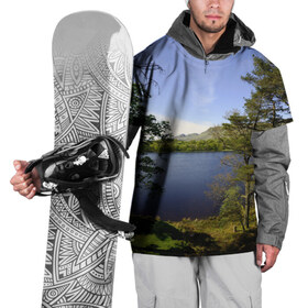 Накидка на куртку 3D с принтом сосны в Кировске, 100% полиэстер |  | берег | горы | лес | море | озеро | океан | сосны | тайга