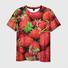 Мужская футболка 3D с принтом клубника в Кировске, 100% полиэфир | прямой крой, круглый вырез горловины, длина до линии бедер | земляника | клубника | лето | ягода