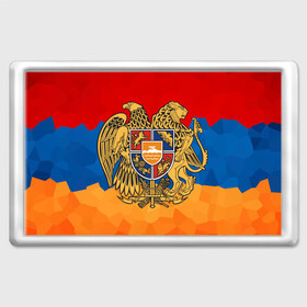 Магнит 45*70 с принтом Армения в Кировске, Пластик | Размер: 78*52 мм; Размер печати: 70*45 | герб | флаг